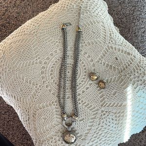 Necklace and pierced earrings with clip back. Similar to Brighton jewelry.